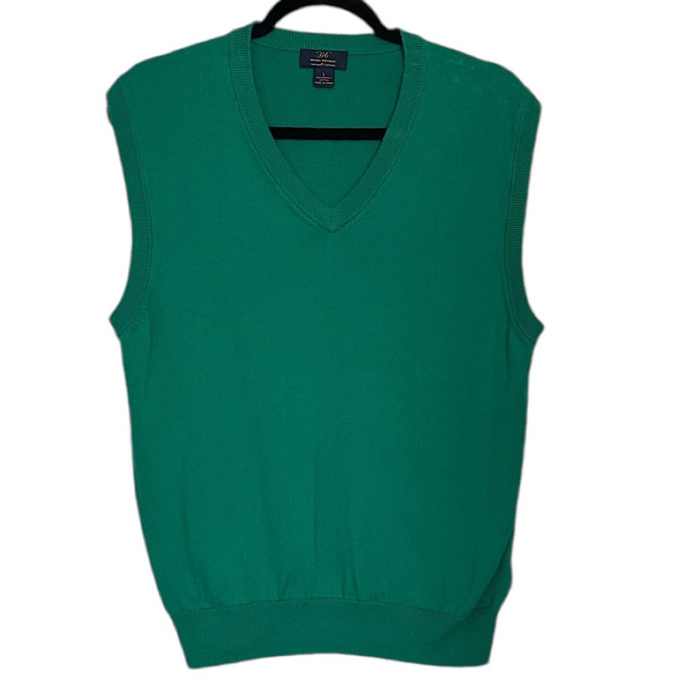 Brooks Brothers Men’s Sweater Vest Size L Green 100% Supima Cotton Golf Casual
